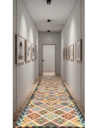 Multi kleur Afghanistan Kelim  388 x 82 cm