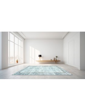 Blå Tyrkiet Vintagetæppe  205 x 105 cm