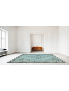 Blå Turkiet vintage matta  214 x 153 cm