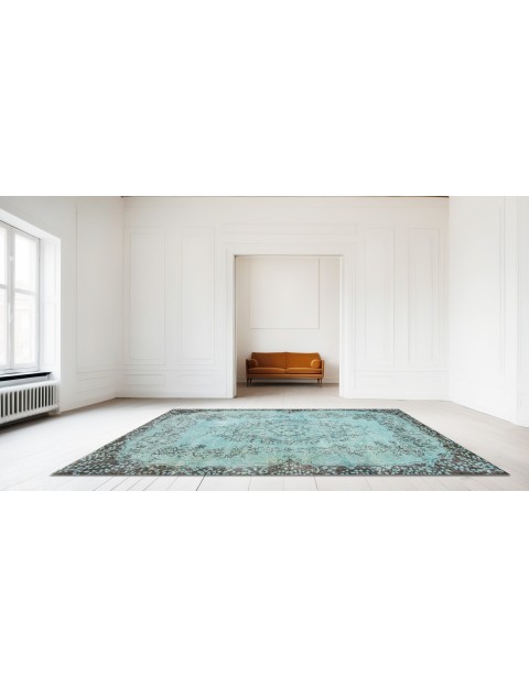 Blå Tyrkiet Vintagetæppe  220 x 114 cm