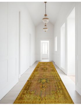 Persischer Vintage Teppich 395 x 96 gelb