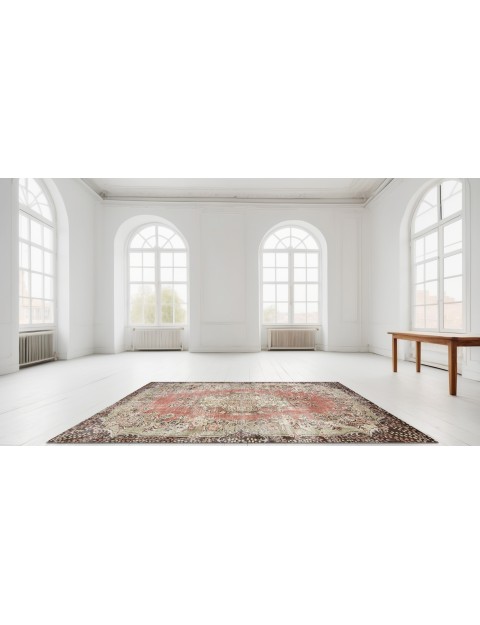 Beige Turc Tapis vintage  243 x 162 cm