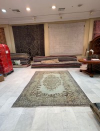 Blauw Turkije  Vintage Tapijt  292 x 209 cm