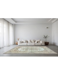 Blauw Turkije  Vintage Tapijt  292 x 209 cm