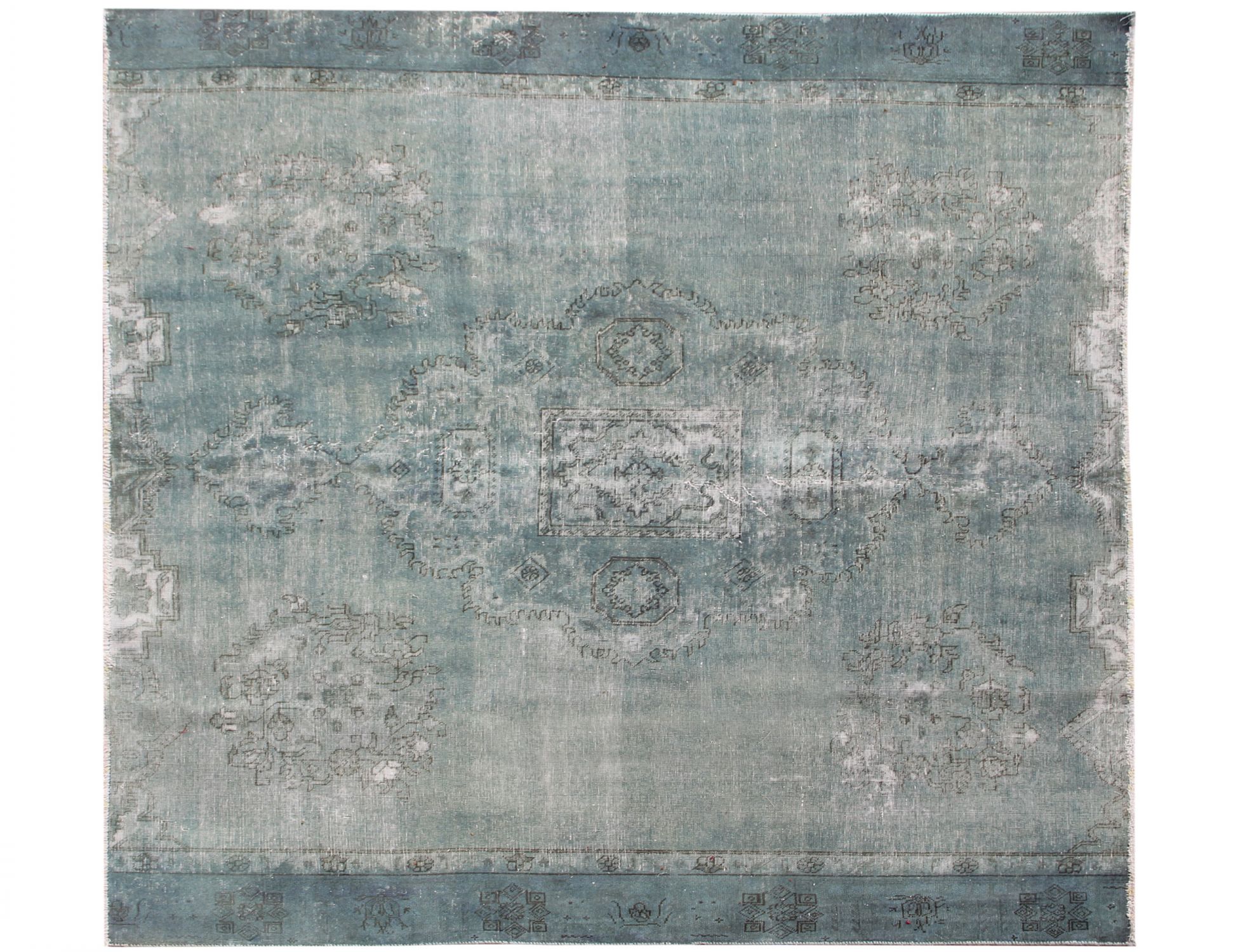 Persischer Vintage Teppich  türkis <br/>230 x 230 cm