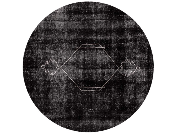 Svart Persien Persisk vintage matta  190 x 190 cm