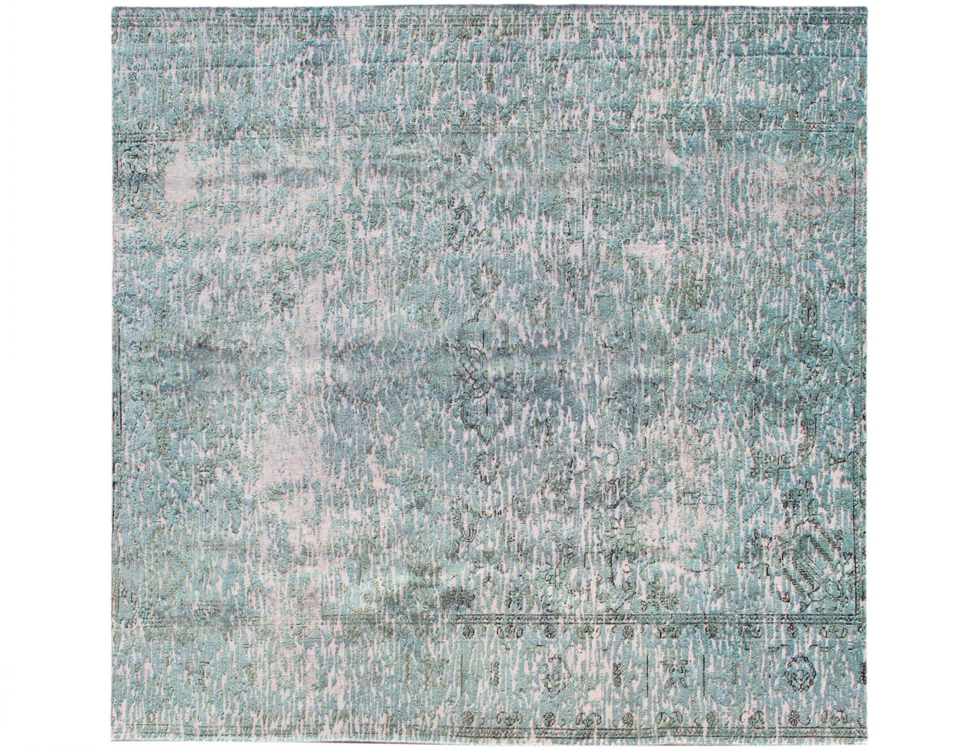 Quadrat  Vintage Teppich  blau <br/>200 x 200 cm