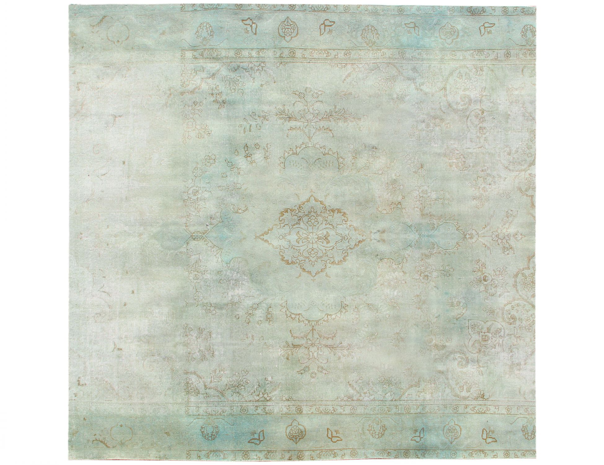 Persischer Vintage Teppich  türkis <br/>296 x 296 cm