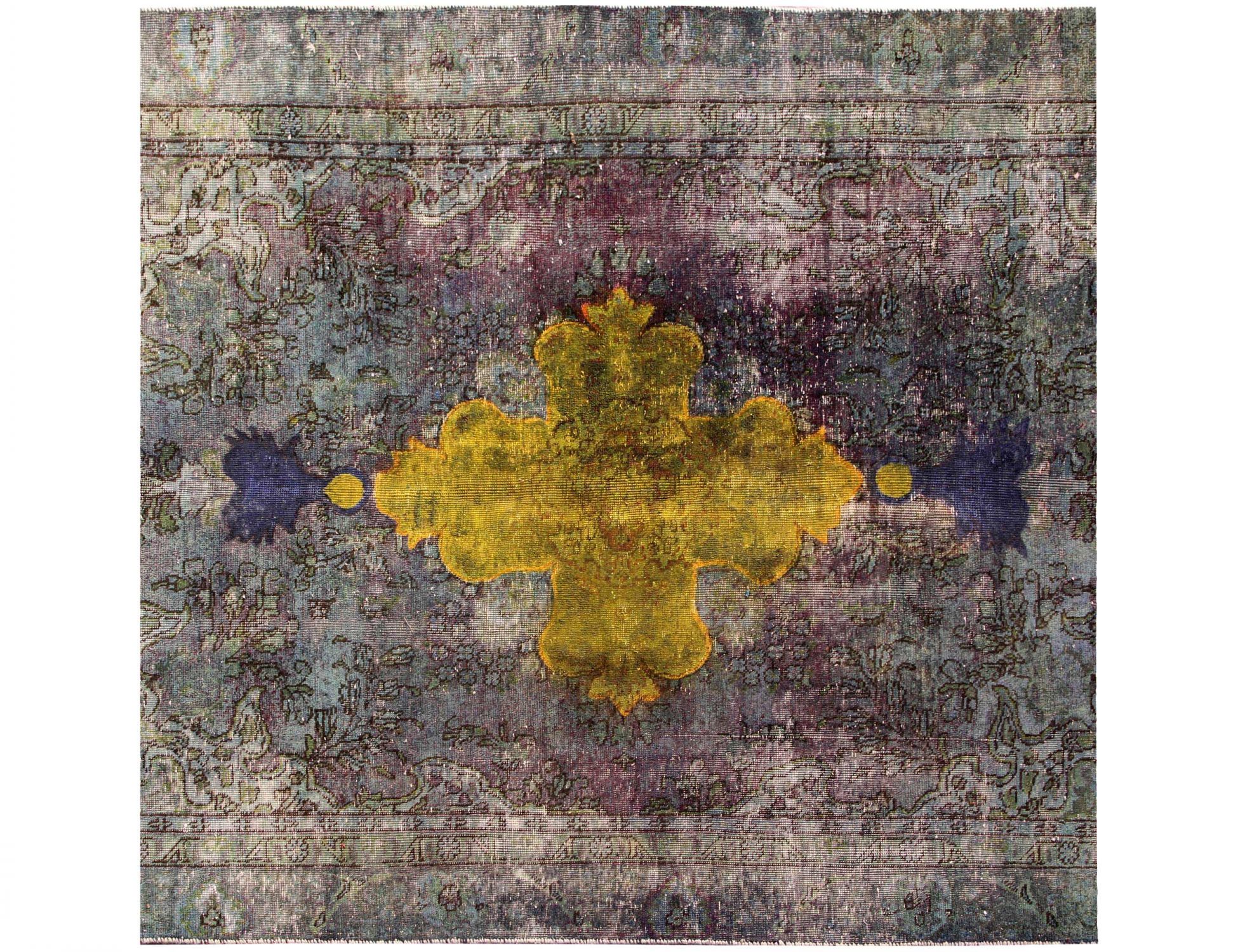 Persischer Vintage Teppich  gelb <br/>173 x 173 cm