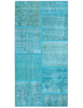 Patchwork Teppich 157 X 80 blau