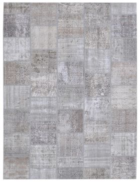 Patchwork Teppich 302 X 200 grau