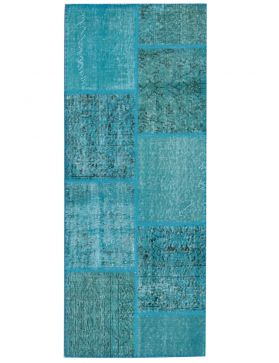 Patchwork Teppich 158 X 80 blau