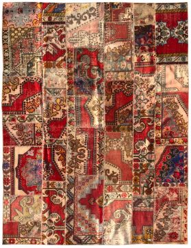 Patchwork Teppich 350 X 248 rot