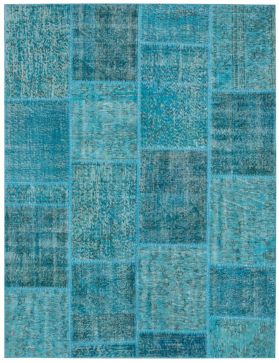 Patchwork Teppich 240 X 170 blau