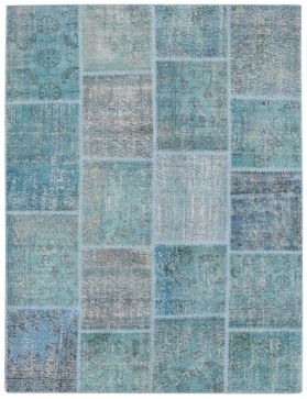 Patchwork Teppich 240 X 170 blau