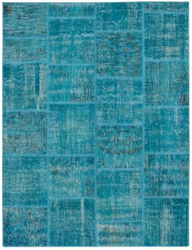 Patchwork Teppich 240 X 170 blau