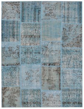 Patchwork Teppich 240 X 170 blau