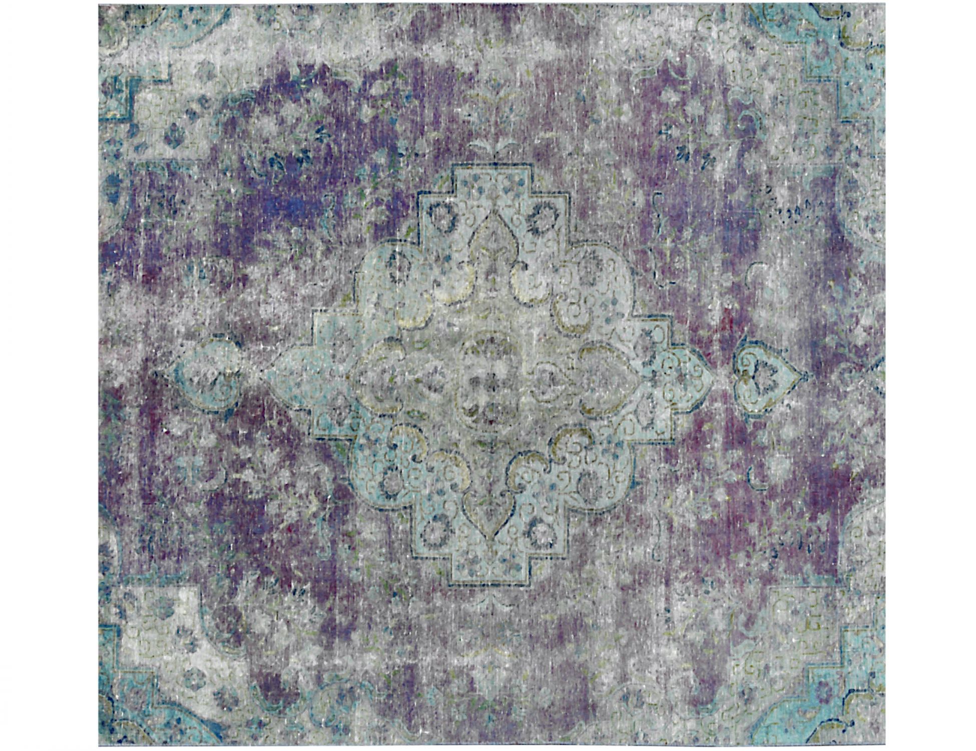 Perzisch Vintage Tapijt  groen <br/>194 x 194 cm