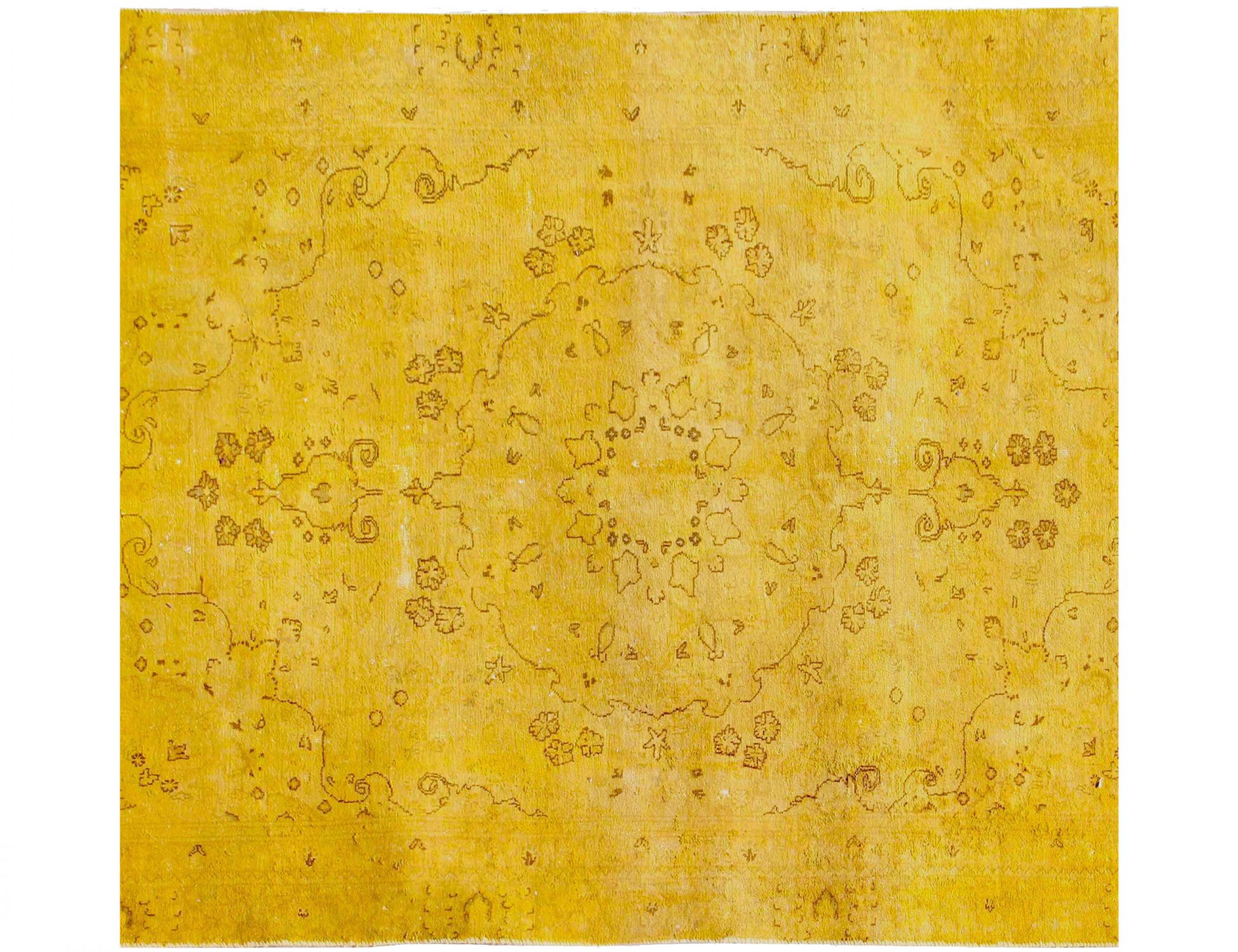 Quadrat  Vintage Teppich  gelb <br/>168 x 168 cm