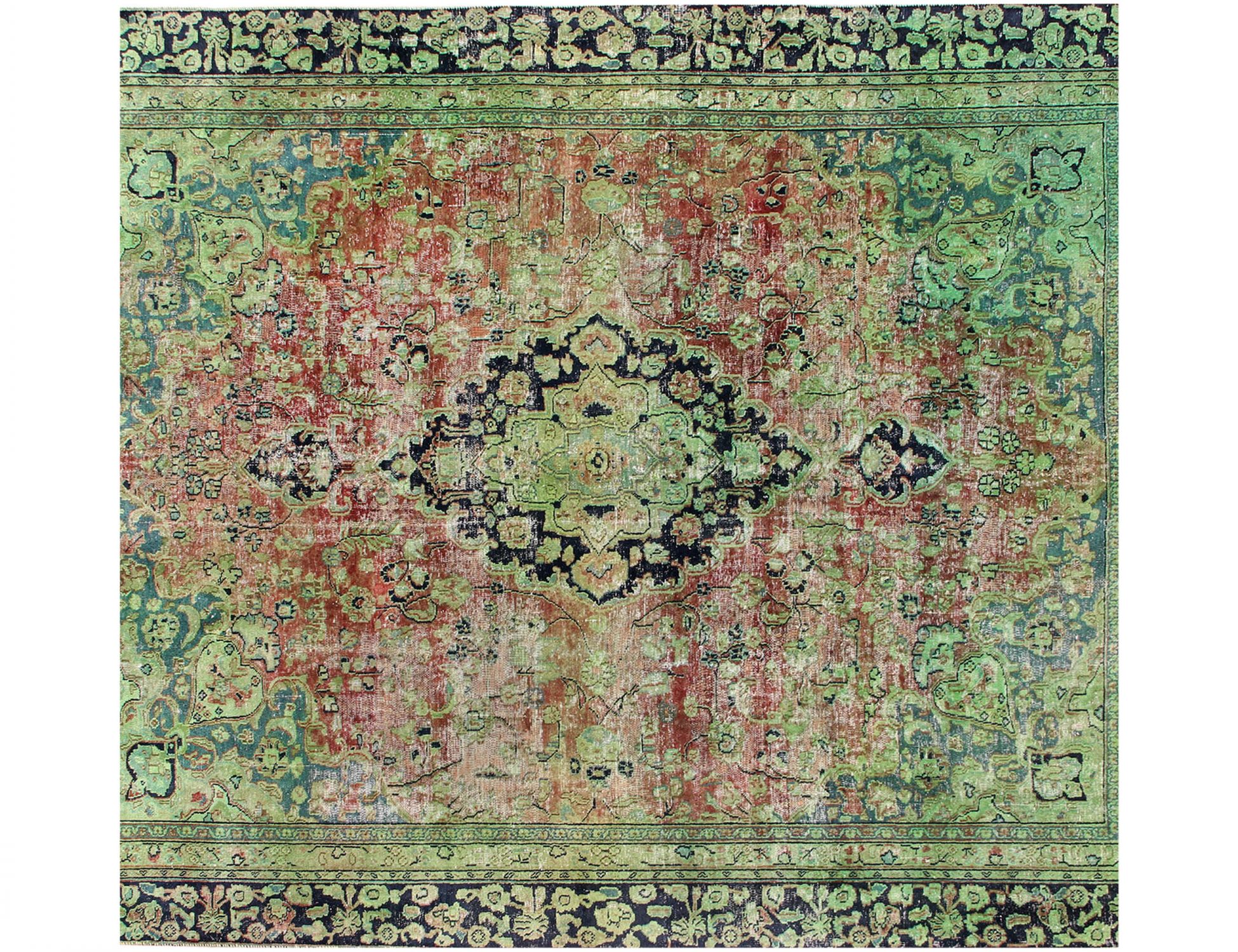 Perzisch Vintage Tapijt  groen <br/>258 x 258 cm