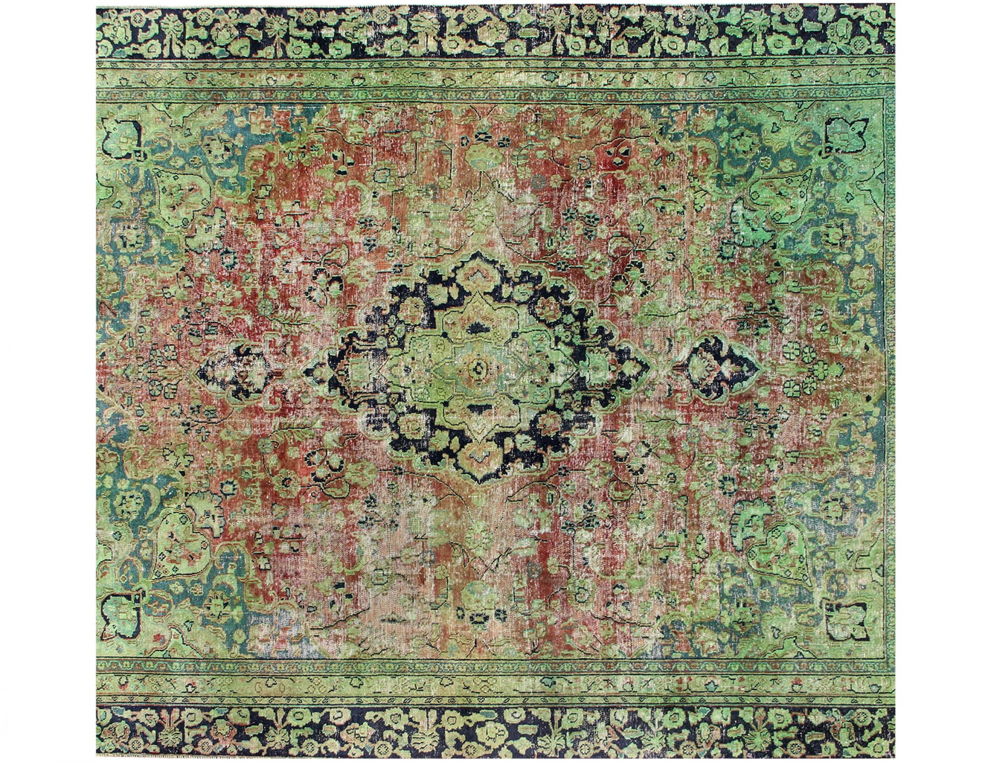 Quadrat  Vintage Teppich  grün  258 x 258 cm