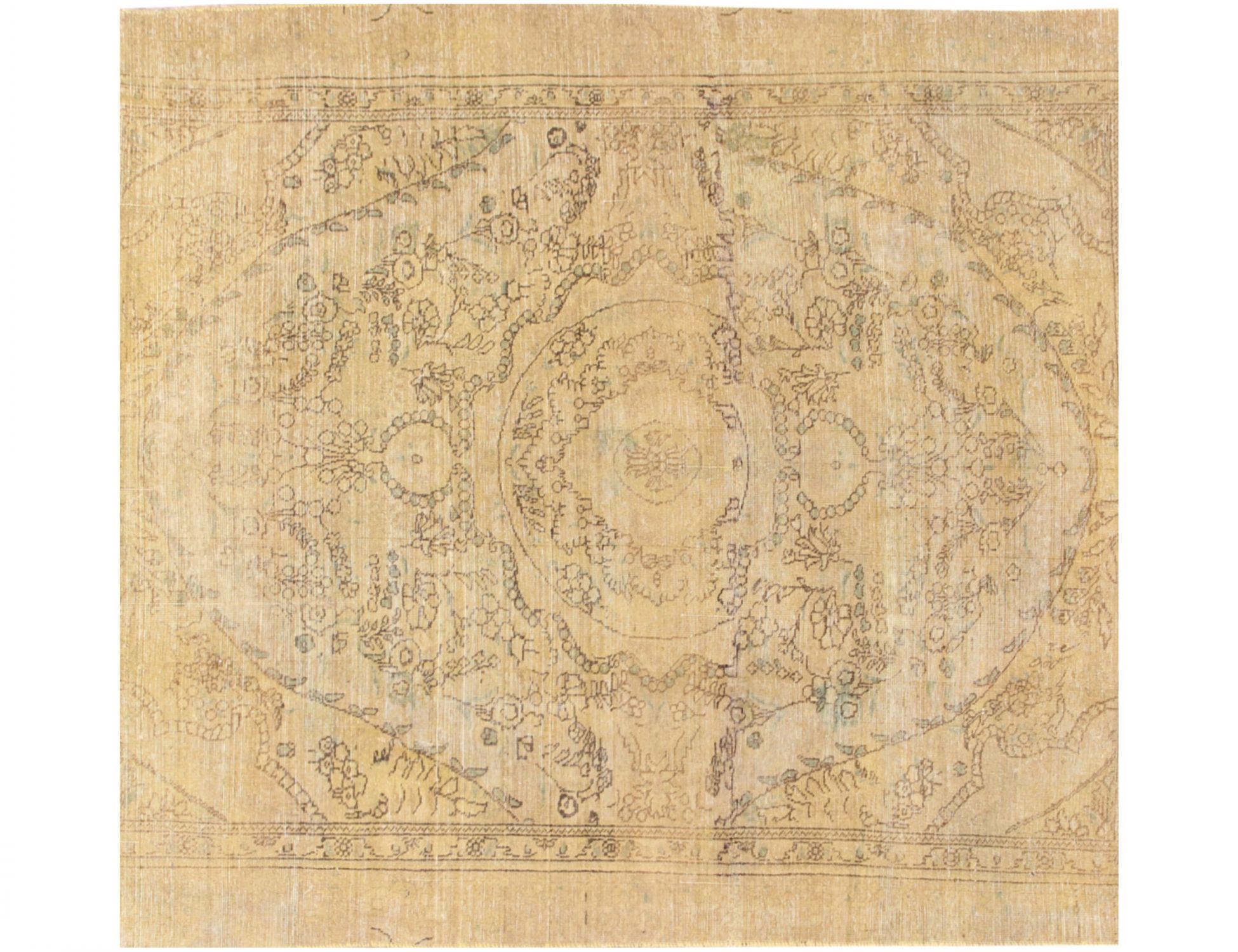 Persisk Vintagetæppe  gul <br/>163 x 163 cm