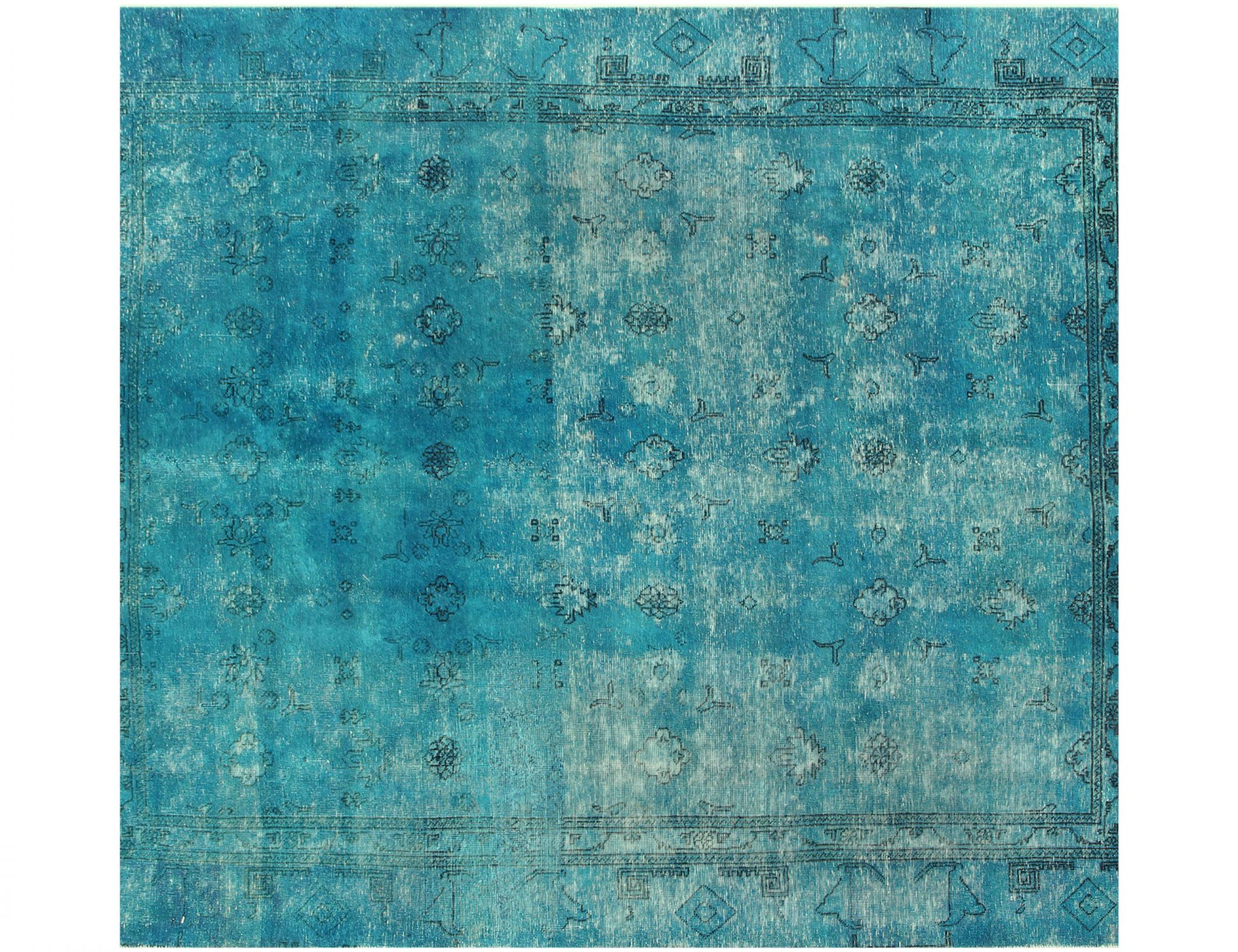 Quadrat  Vintage Teppich  türkis <br/>220 x 220 cm