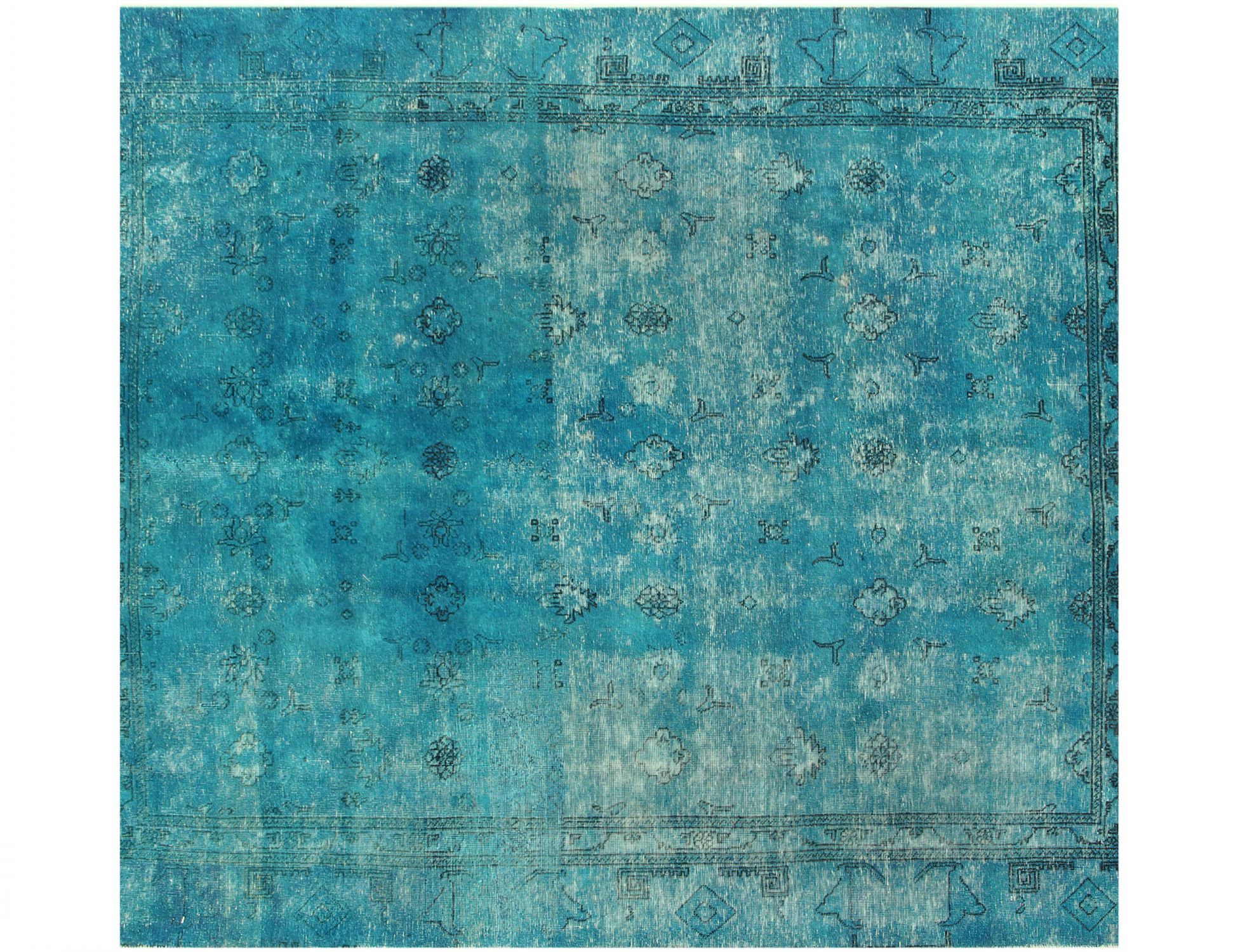 Tapis Persan vintage  turquoise <br/>220 x 220 cm