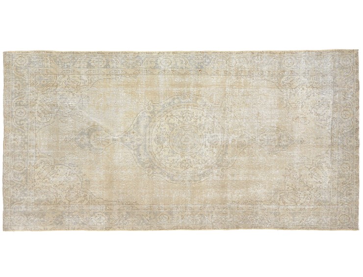 Beige Tyrkiet Persisk Vintagetæppe 275 x 140 cm