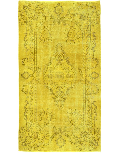 Gelb Türkei Persischer Vintage Teppich 257 x 139 cm
