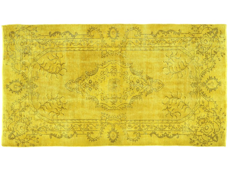 Yellow  Turkey Persian Vintage Carpet  257 x 139 cm