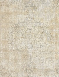 Beige Tyrkiet Persisk Vintagetæppe  140 x 140 cm