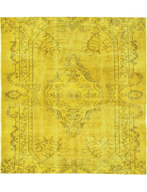 Gelb Türkei Persischer Vintage Teppich 139 x 139 cm