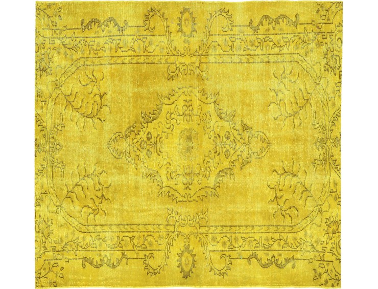 Yellow Turkey Persian Vintage Carpet 139 x 139 cm