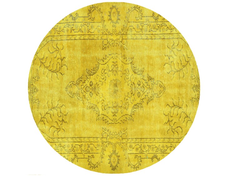 Gul Tyrkiet Persisk Vintagetæppe 139 x 139 cm