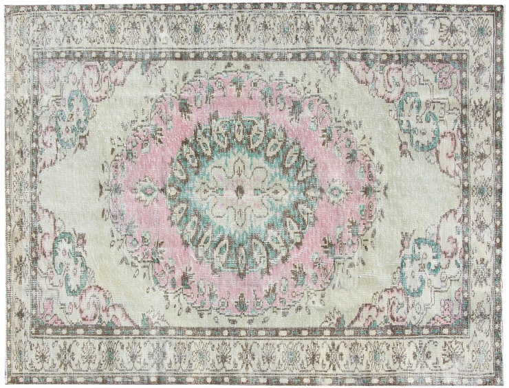 Beige Turquía Alfombra vintage 254 x 170 cm