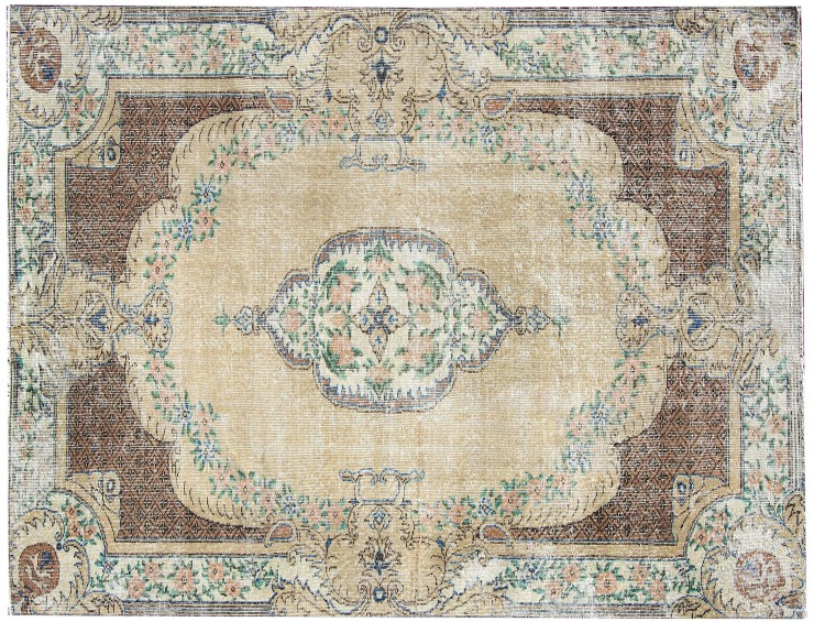 Beige Turquía Alfombra vintage 235 x 158 cm