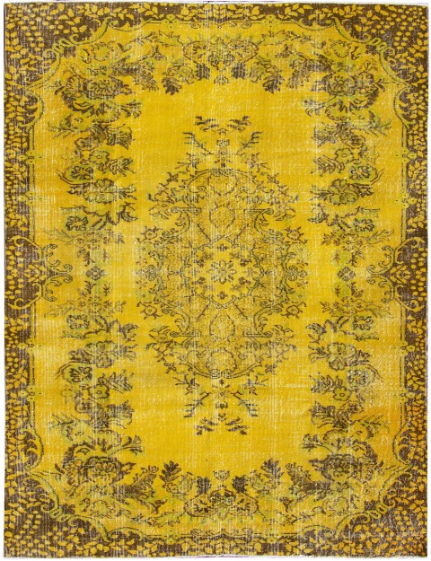 Gelb Türkei Vintage Teppich 256 x 168 cm