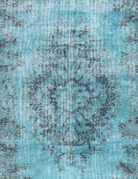 Azul Turquía Alfombra vintage 200 x 110 cm - view 4