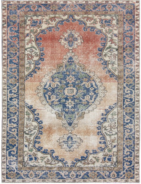 Beige Türkei Vintage Teppich 202 x 120 cm