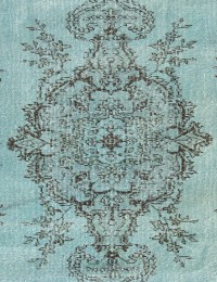 Azul Turquía Alfombra vintage 200 x 110 cm - view 4