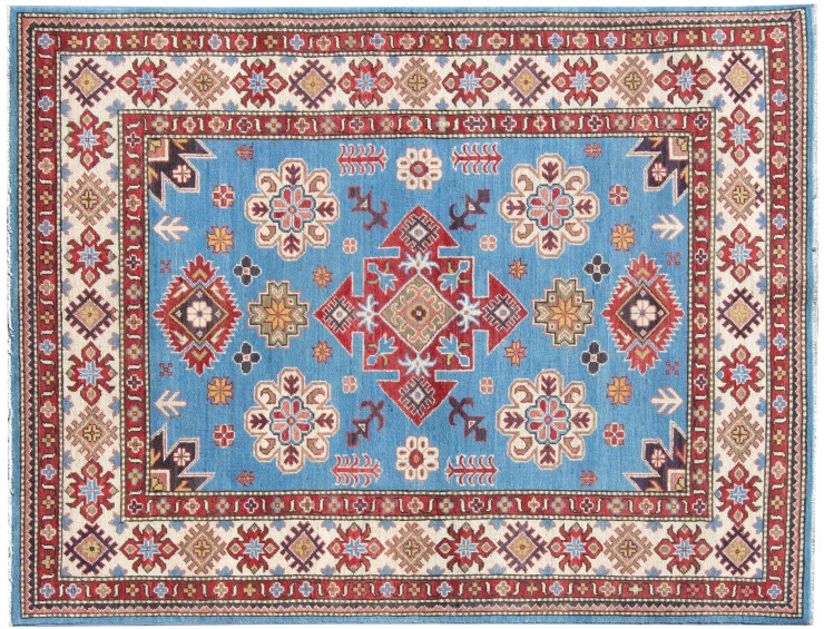 Blau Afghanistan Kazak Teppich  205 x 146 cm