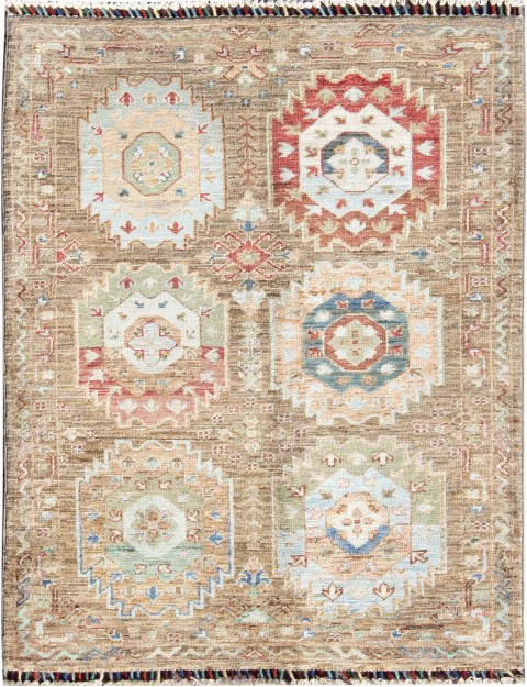 Braun Afghanistan Ziegler Teppich 116 x 82 cm