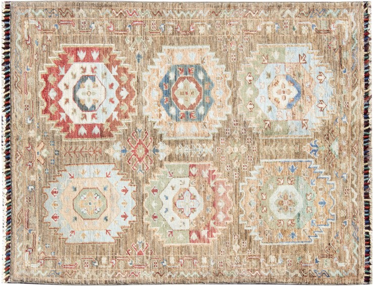 Braun Afghanistan Ziegler Teppich  116 x 82 cm