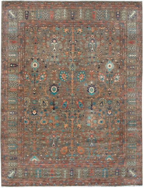 Braun Afghanistan Ziegler Teppich 583 x 390 cm