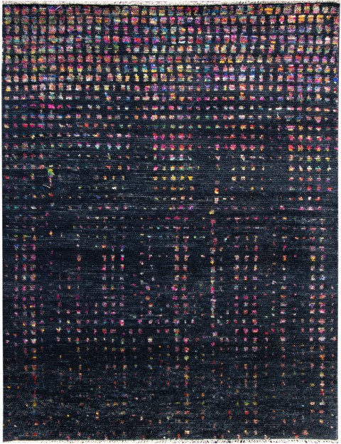 Schwarz Indien Taj Wolle & Seide 241 x 165 cm