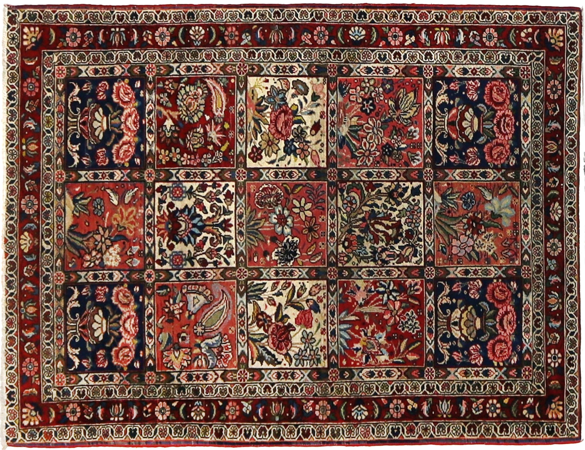 Rot Persien Bakhtiar Patina  157 x 106 cm - Einzigartiger handgefertigter Teppich