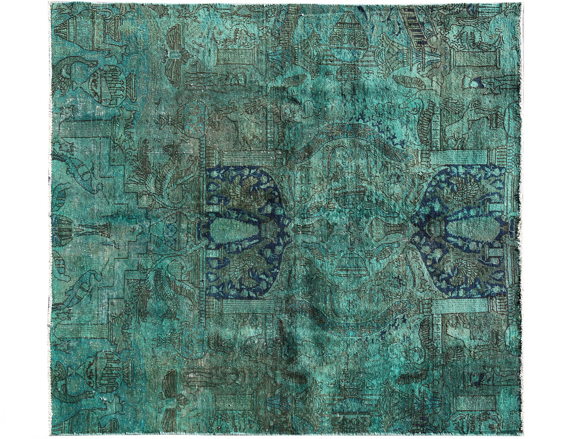 Quadrat Vintage Teppich  grün <br/>222 x 187 cm
