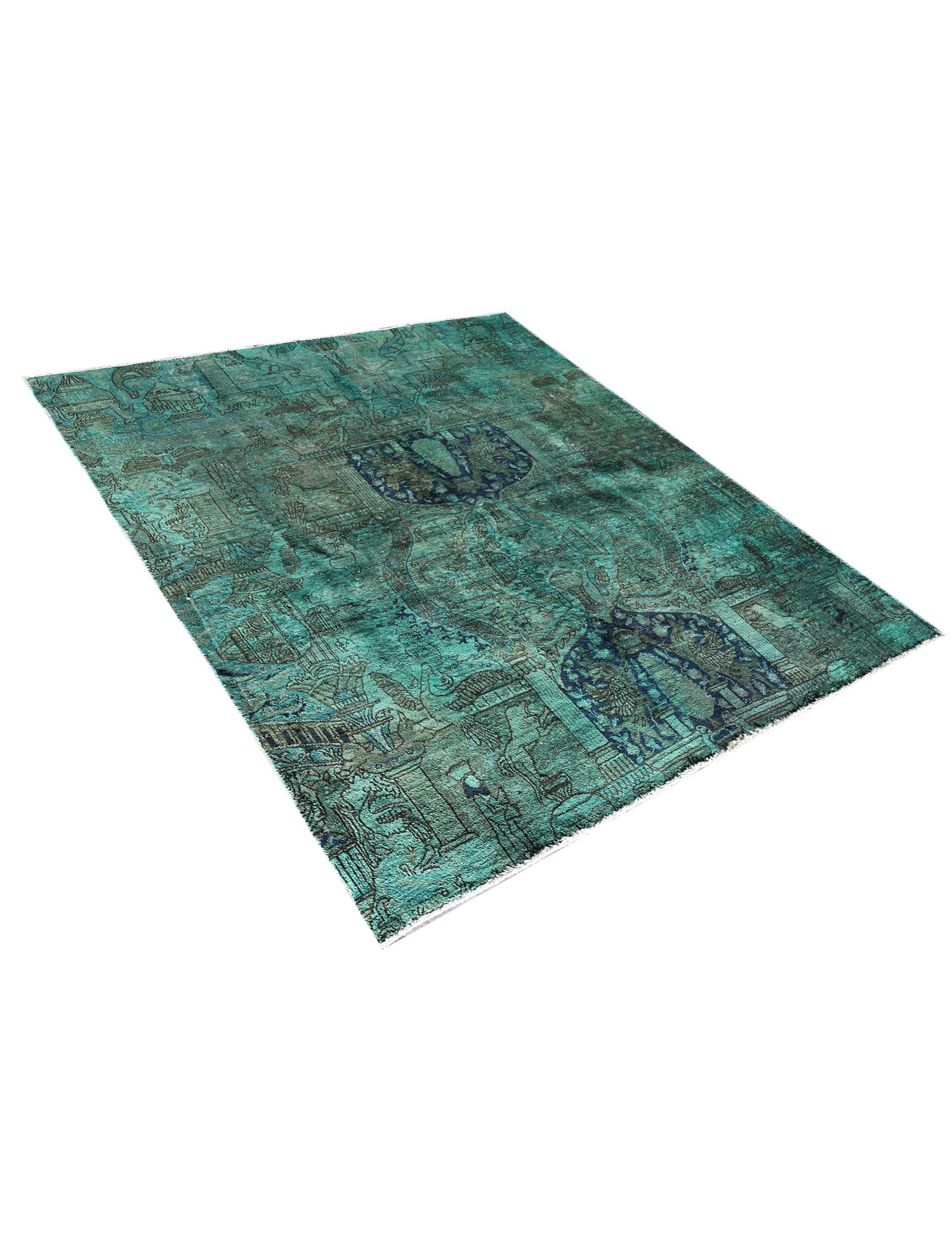 Quadrat Vintage Teppich  grün <br/>222 x 187 cm