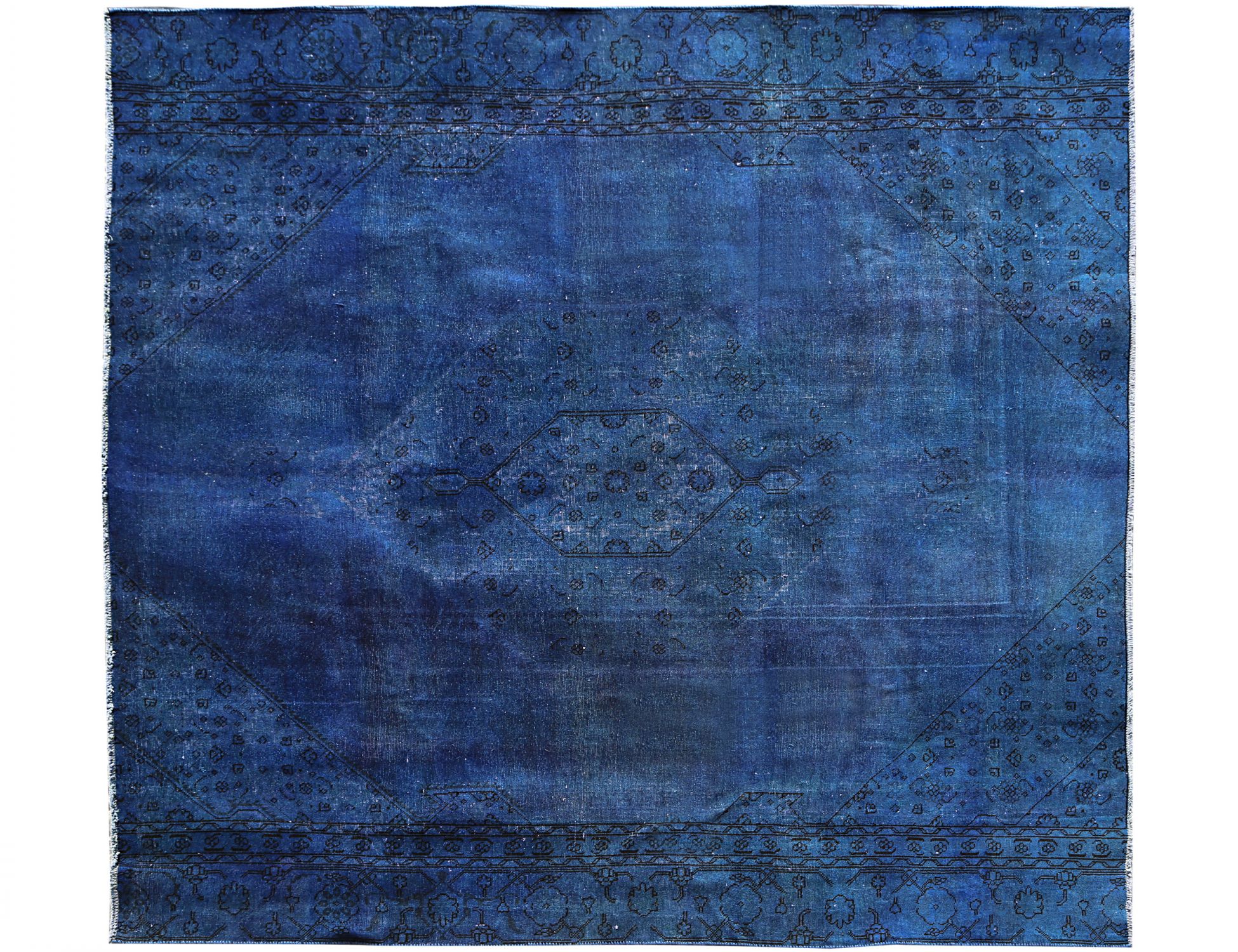 Quadrat Vintage Teppich  blau <br/>302 x 272 cm